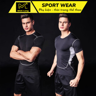 Áo Thể Thao Cộc Tay Nam Chuyên Tập Gym - Đen Xám