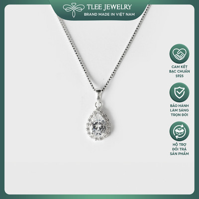 Dây chuyền bạc nữ TLEE mẫu đá giọt nước đính đá viền lấp lánh TLEE JEWELRY D0145