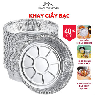 Combo 200 Khay Giấy Bạc Lót Nồi Chiên Không Dầu, Đĩa Nhôm, Khay Bạc Đựng Thực Phẩm SMARTHOUSE KGB117