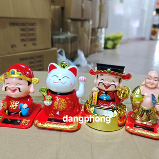 Thần Tài Năng Lượng Mặt Trời gật đầu,mèo chiêu tài,di lặc phát tài chưng bàn thờ, trưng xe hơi