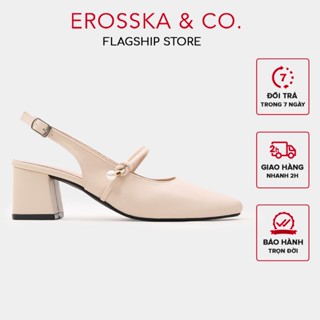 Erosska - Giày cao gót nữ quai ngang đính hạt ngọc kiểu dáng thanh lịch cao 6cm màu kem - EL045