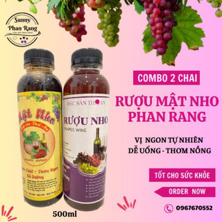 Combo nước nho mật nho Phan Rang lên men tự nhiên, Đặc sản Ninh Thuận 500ml 1 chai nhựa
