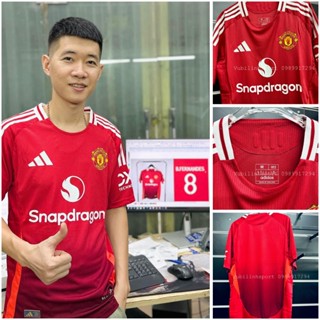 Áo bóng đá player logo cao su non clb MU Manchester United 24/25 sân nhà màu đỏ in ấn theo yêu cầu