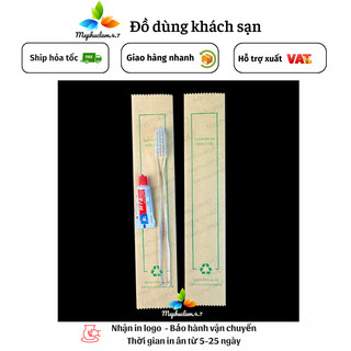 [100] Bàn chải cán trong đóng túi Karaft cho khách sạn, resort, homestay, apartment- nhận in logo