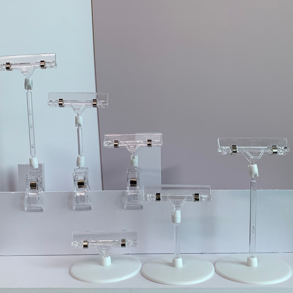 Kẹp nhựa để bàn, kẹp mica, kẹp giá sale, kẹp wobbler quảng cáo và bảng giấy sale