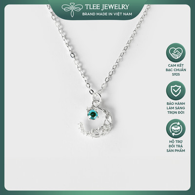 Dây chuyền bạc nữ TLEE Dây chuyền mặt trăng pha lê đính đá lấp lánh TLEE JEWELRY D0147