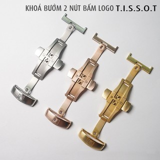 Khóa bướm chống gẫy gập dây da đồng hồ có logo Tissot, khoá inox mạ màu - K2101