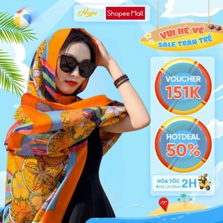 Khăn choàng lụa HUMI quàng cổ nữ Feeling Silk cao cấp choàng cổ thắt nơ phụ kiện thời trang