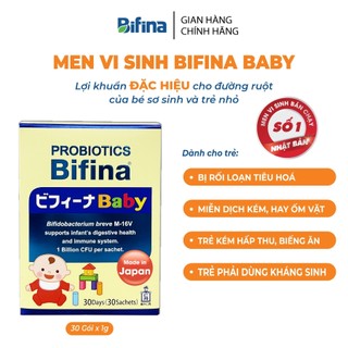 Men vi sinh cho bé Bifina Baby Nhật Bản, Hộp 30 gói - Chuyên biệt cho trẻ táo bón, tiêu hóa kém và tăng sức đề kháng