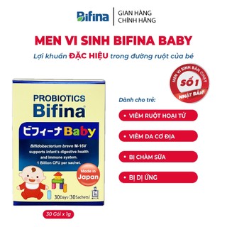 Men vi sinh Bifina Baby Nhật Bản- Hộp 30 gói - Lợi khuẩn chiến binh cho trẻ sơ sinh Viêm da cơ địa, chàm sữa, dị ứng,...