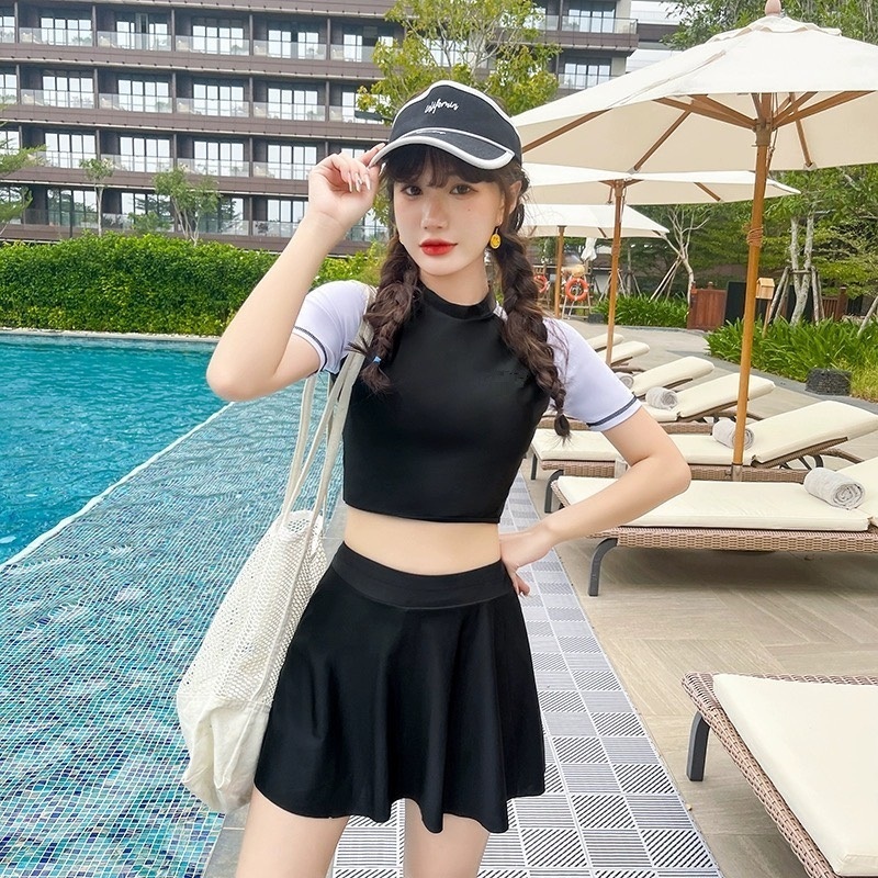 Quần áo bơi nữ Bikini 2 mảnh kín đáo CAO CẤP che khuyết điểm cộc tay quần đùi áo tắm nữ đi biển mùa hè bigsize dày đẹp | BigBuy360 - bigbuy360.vn