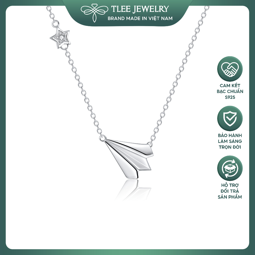 Dây chuyền bạc nữ TLEE mẫu máy bay giấy cá tính TLEE JEWELRY D0148