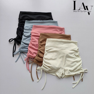 Quần đùi rút dây tập gym thể thao aerobic , quần đùi cạp cao chất thun lạnh lulu - LAV Activewear