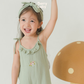 Jum bé gái BERRY jumpsuit 2 dây cho bé set quần yếm TẶNG TURBAN vải xô muslin MADDIE