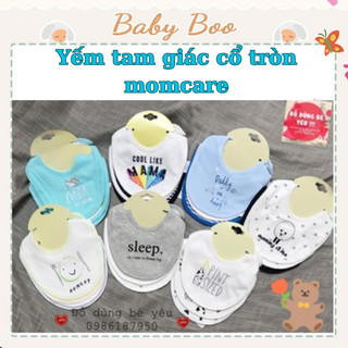 Yếm tam giác cổ tròn momcare cúc bấm set 3 chiếc cho bé, vừa cổ không gây khó chịu - Babyboo