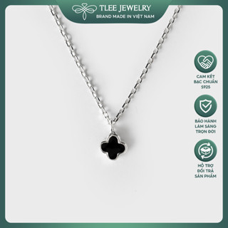 Dây chuyền bạc nữ TLEE mẫu cỏ bốn lá đá đen mini basic bạc 925 cao cấp TLEE JEWELRY D0149