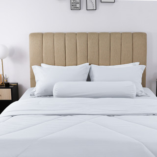  Bộ 5 món ga, áo gối kèm mền cotton nhung màu trắng 698 màu trắng, ga chun bọc nệm