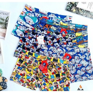 Hộp 4 Quần Sịp Đùi Nam Thun Lạnh, In Hình Ngộ Nghĩnh Co Dãn 4 Chiều Có Đủ Size QN05