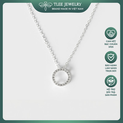 Dây chuyền bạc nữ TLEE hình tròn viền nạm đá nữ tính TLEE JEWELRY D0151