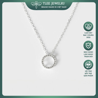 Dây chuyền bạc nữ TLEE hình tròn viền nạm đá nữ tính TLEE JEWELRY D0151