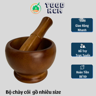 bộ chày cối gỗ cái lu cao cấp nhiều size,siêu mịn an toàn cho sưc khỏe