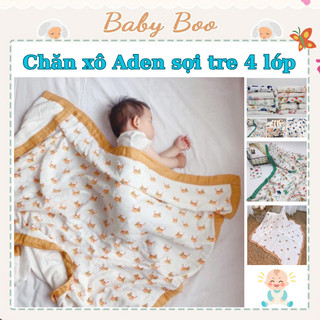 Chăn xô Aden sợi tre 4 lớp có viền xuất xịn babyboo