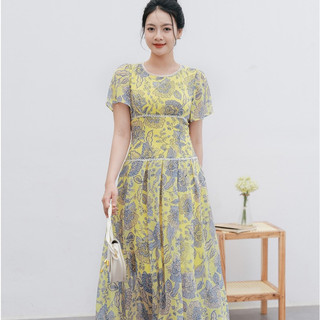 Đầm nữ dáng maxi cổ tròn kẹp zen họa tiết LAMER L63M24H048
