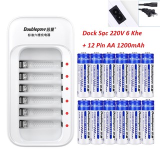 [6 Combo Tùy Chọn] Combo Bộ Sạc và Pin Sạc Doublepow dùng cho Micro hát nhạc, đồ chơi trẻ em