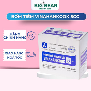 Bơm tiêm vinahankook 5cc , bơm tiêm sử dụng 1 lần , hộp 100 cây