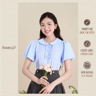 Beautebyv - áo sơ mi nữ phối xếp ngực cách điệu amelia