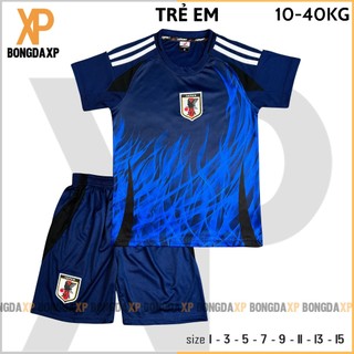 Áo Đá Bóng Trẻ Em, Đồ Đá Banh Trẻ Em Nhật Bản XĐen 2024 Vải Thun Lạnh Cao Cấp