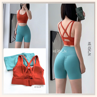 Set đồ tập gym nữ đồ tập yoga nữ áo bra quần ngố biker hersign-smixb10n22b