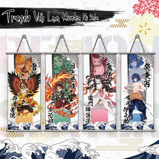 Tranh lụa treo tường, poster vải lụa treo tường anime Kimetsu No Yaiba, Demon Slayer. Size 35x74cm
