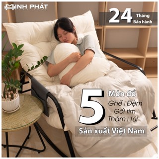 Ghế Bập Bênh đôi thư giãn Minh Phát khung thép 2.0mm đệm 4kg dành cho mẹ bỉm, ru con ngủ, đọc sách