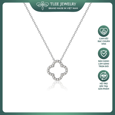 Dây chuyền bạc nữ TLEE cỏ bốn lá viền đính đá cao cấp TLEE JEWELRY D0153