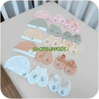 [ La Pomme ] Set bao tay + bao chân sơ sinh + mũ sơ sinh La Pomme bé 0-2 tháng , Phụ kiện sơ sinh