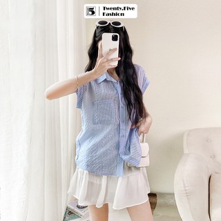 Áo sơ mi nữ Twentyfive tay hến, 2 túi ngực 6064