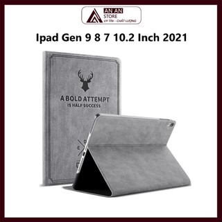 Bao Da Cover Cho Ipad Gen 9 8 7 10.2 Inch 2021 Vân Da Tuần Lộc Smart Cover
