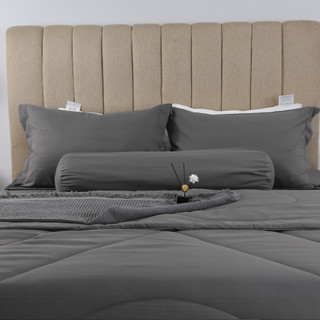  Bộ 4 món ga, áo gối không mền Jun Store 701 đủ size xám đậm grey bọc nệm, cao cấp