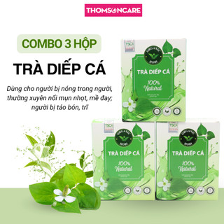 Combo 3 hộp trà diếp cá Hobi mẫu mới (hộp 20 túi x 3g), giúp nhuận tràng, giảm trĩ, táo bón, mụn, detox - Thomsoncare