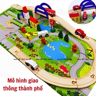 Mô Hình Giao Thông Thành Phố Mô Hình Giao Thông Gỗ 40pcs Cho Bé Lắp Ráp