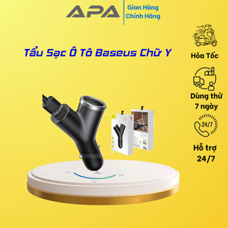 Tẩu sạc ô tô không dây⚡freeship⚡ baseus hình chữ y 1 cổng tẩu 2 usb - tẩu sạc baseus chính hãng