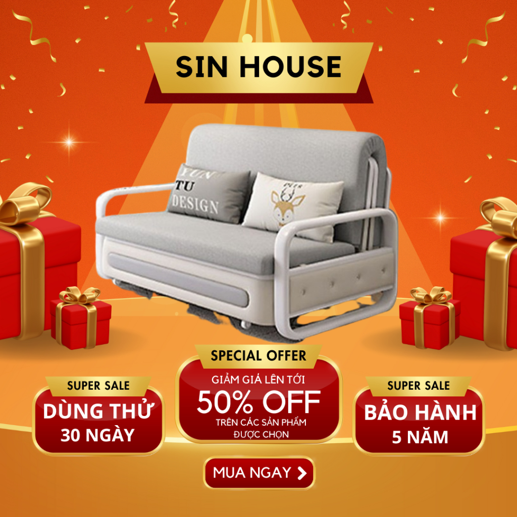 Giường Sofa, Ghế Sofa, Sofa Giường Thông Minh Gấp Gọn Có Ngăn Chứa Đồ Cao Cấp Tặng Kèm Gối