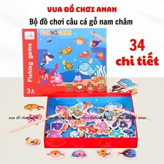 Đồ chơi câu cá nam châm thông minh với 34 chi tiết bằng gỗ cho bé