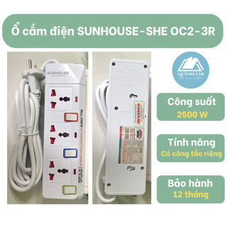 Ổ cắm điện đa năng Sunhouse OC2-3R - 3 Lỗ, 3 công tắc, 2500W, dây dài 2.5m