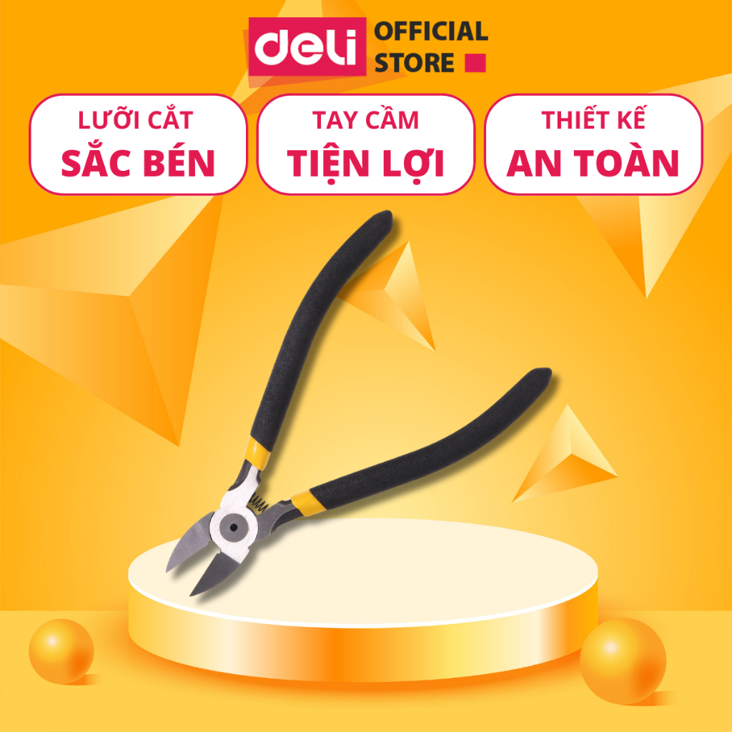 Kìm Cắt Dây Điện Đa Năng Deli Cao Cấp Chính Hãng Kích Thước 6" Lưỡi Thép Sắc Bén Tay Cầm Chống Trượt