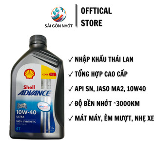   SHELL BẠC THÁI LAN  Dầu Nhớt XE SỐ Xe Côn Tay SHELL ADVANCE 4T ULTRA 10W40 1L Tổng Hợp Cao Cấp 