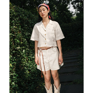 Áo kiểu danton tay lở form croptop chiều dài 48cm trẻ trung THEKAT.SHOP vải poplin 100% cotton thoáng mát mùa hè