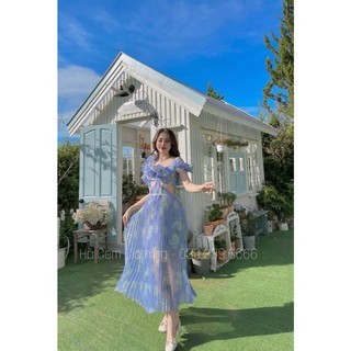 [THANH LÝ] Đầm tím khoét eo xếp ly - S/M#