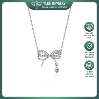 Dây chuyền bạc nữ TLEE vòng cổ hình nơ thắt treo hạt đá nhẩy nữ tính TLEE JEWELRY D0271